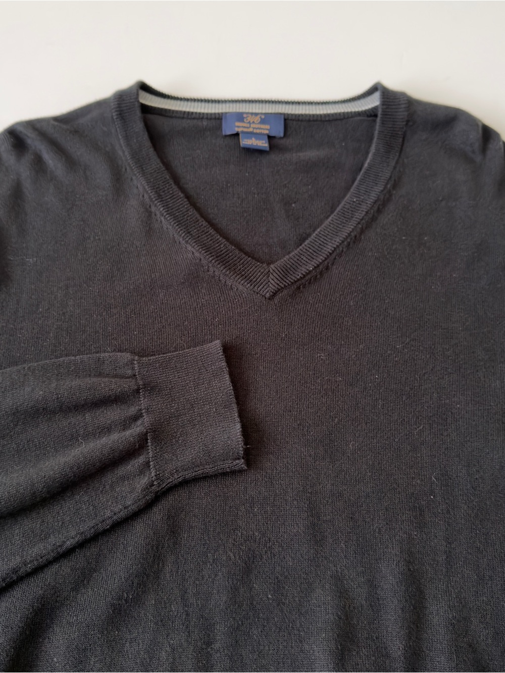 Brooks Brothers Sweater Men’s L Black Supima Cotton V-Neck Pullover Long Sleeve